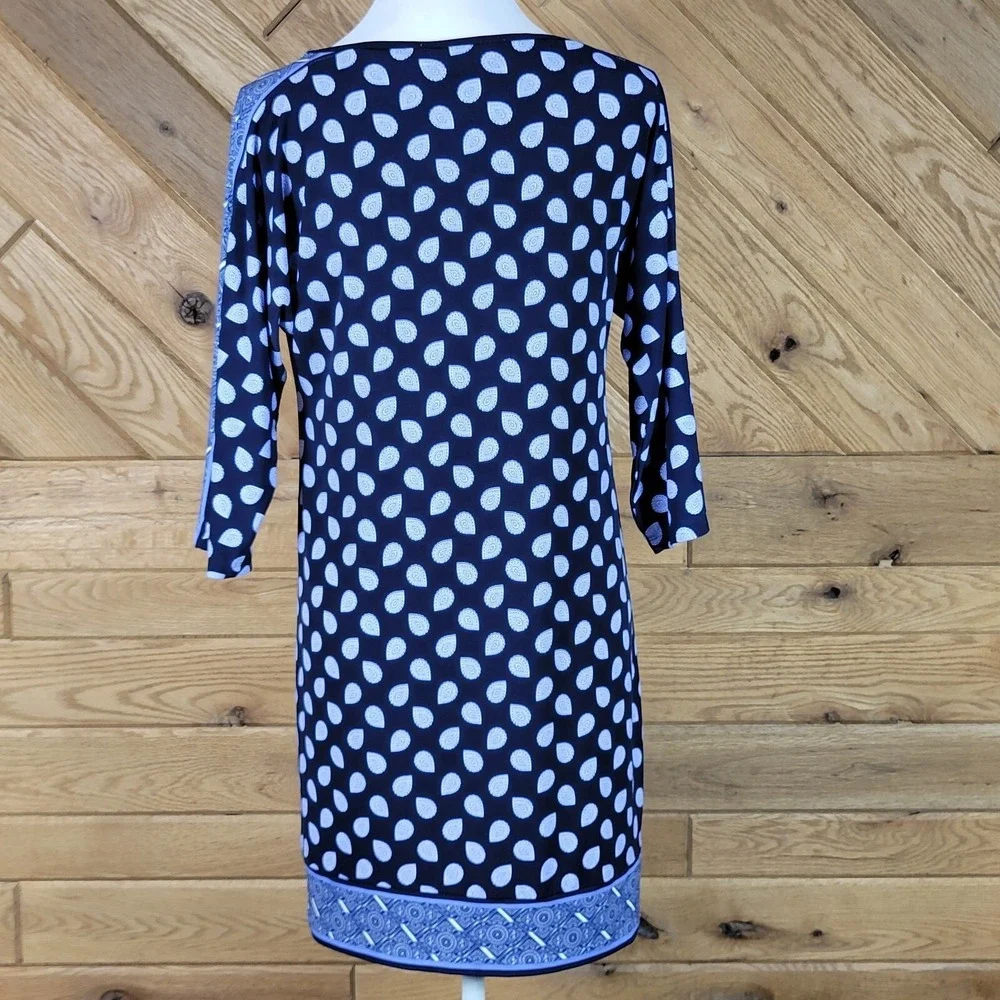 Michael Kors Womens Paisley Blouson Dress 3/4 Sleeve Blue Size XS